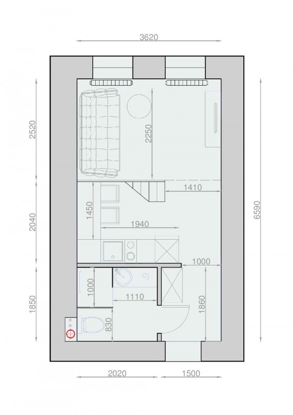 Mặt bằng thiết kế nội thất nhà chung cư 30m2