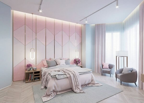 Room design with background color pink