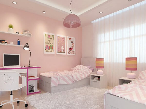 Mẫu phòng ngủ hồng cam nhạt