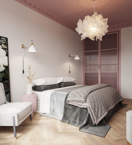 Trắng sơn phòng ngủ màu hồng