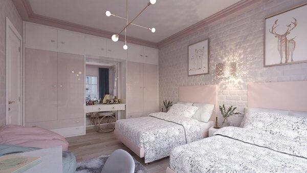Pink color room sleep